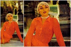 digital | vintage crochet pattern peplum blouse  | fashion 1970s | english pdf template