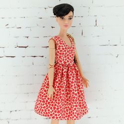 summer dress with red hearts for barbie doll (petit)