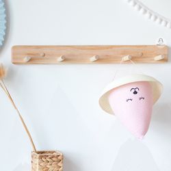 wooden peg rail for kids room, nursery wall clothes rack