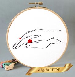 silhouette hand pdf, pattern easy embroidery diy, metrics for wedding