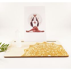 mandala tarot or oracle card holder, altar card stand, meditation altar table