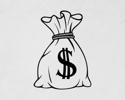 A Bag Of Money Dollar To Luck Wealth Wall Sticker Vinyl Decal Mural Art Decor