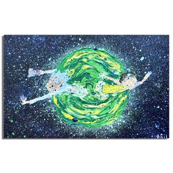 Rick and Morty Original Abstract Wall Art, Rick and Morty Original Painting, Rick and Morty Pop Art Painting, Pop Art