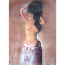 nude painting erotic wall art nude woman art original art erotic painting 27.5" by 19.5" by timpaintings