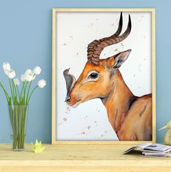 watercolor original deer with bird painting 8x11 inches original art by anne gorywine