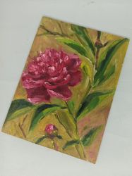 Original peonies painting oil painting  Aesthetic painting Plein air painting Romantic painting