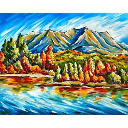 mount katahdin painting baxter state park original oil painting maine wall art 20x16 inches appalachian mountains art