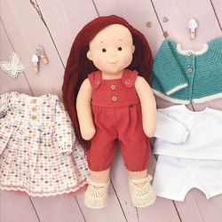 waldorf doll 15 inch (38 cm), doll for sleeping and playing, doll ready to ship, eco-friendly toy, doll with red hair