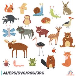 woodland forest baby animal clipart