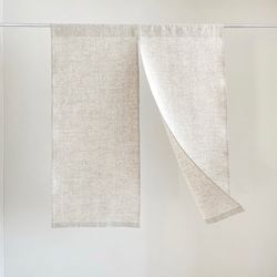 linen curtain, light gray oatmeal melange rod pocket linen curtain, japanese noren, restaurant curtain, cupboard curtain