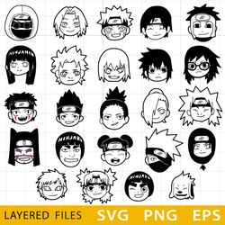 naruto  anime layered svg, naruto cricut file, naruto cut files, naruto layered digital vector file, naruto digital