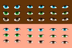 a set of eyes of different shapes