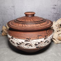 handmade casserole 169.07 fl.oz made of red clay large cooking pot