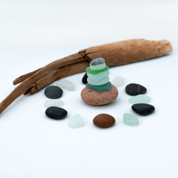 zen meditation balanced stones stacking sea rock glass pebble cairn mood lake baikal