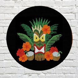 tropici cross stitch pattern modern pdf tiki hawai home decor beginner embroidery pattern pdf