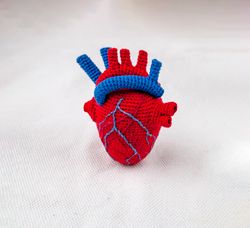 anatomical human heart crocheted, realistic heart gift for a doctor, gift idea for a medic, valentine's day gift idea