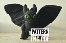 toothless, night fury, pdf english crochet pattern