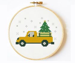 christmas car cross stitch pattern, cross stitch pattern pdf, xstitch embroidery, needlecraft pattern