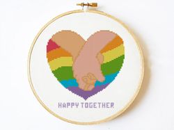 lgbt cross stitch pattern modern. rainbow pride cross stitch