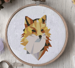Geometric Fox Modern cross stitch pattern Modern embroidery kit Cross stitch kit Animal cross stitch pattern Embroidery