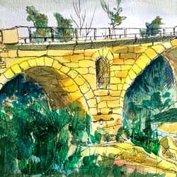 le pont julien original watercolor painting