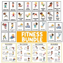 fitness bundle | kids exercises | flash cards for kids | yoga | activities | physical education | busy book | movement