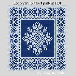 loop yarn finger knitted snowflake blanket-2 pattern pdf download