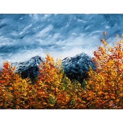 autumn in the mountains - original oil painting painting by mikhail philippov