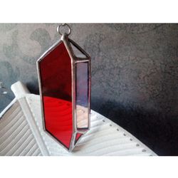 glass crystal, semi precious stone imitation, simple stained glass, red stained glass, minimalist necklace