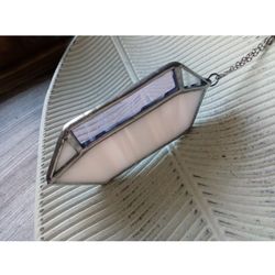 glass crystal, semi precious stone imitation, simple stained glass, geometric car hanger, minimalist necklace