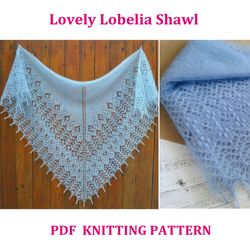 lovely lobelia shawl knitting pattern triangular wrap