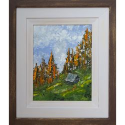 hunter's house - original oil painting painting by mikhail philippov