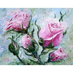 roses painting flowers original painting oil painting on cardboard painting by mikhail philippov 2021