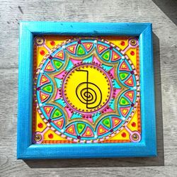 reiki symbols art cho ku rei mandala glass painting usui reiki vegan decor