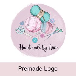 gorgeous knitting crochet premade logo design, small business logo, yarn logo, logo with wool,  cute logo, cartoon logo