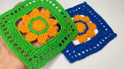 crochet granny square pattern, sunflower crochet pattern, pdf crochet pattern, sunflower coaster pattern