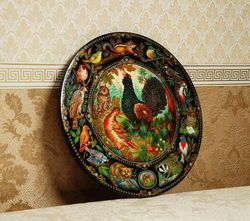 wall decor art canvas wildlife painted animals classical round painting decoration