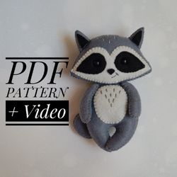 raccoon pdf pattern, woodland instant download , raccoon ornament diy