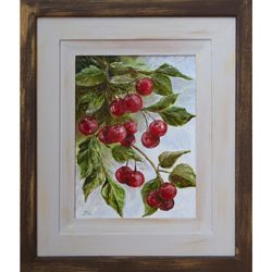 cherry, original oil painting by mikhail philippov, 2022