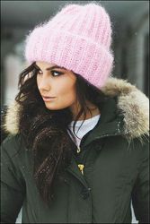 rose mohair hat