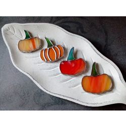 stained glass pumpkin brooch, tiffany glass pumpkin pin, minnie pumpkin, autumn pumpkin, halloween decoration