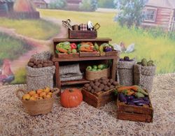 Autumn harvest. A table with a harvest.1:12 scale.