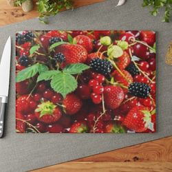 glass cutting board assorted berries ornament