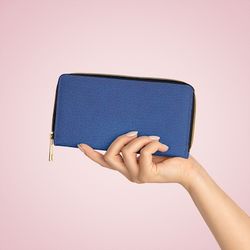 zipper wallet blue leather pattern