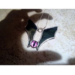 glass black bat wings pendant, halloween, bat accessories, bat wings necklace, fairy wings, bat decor