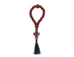 wooden rosary beads handcrafted in russia, wood rosaries on cord, 20 wood beads rosary, chotki