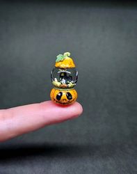 dollhouse 1:12 glass ball pumpkin halloween, miniature pumpkin halloween for dollhouse, dollhouse pumpkin halloween deco