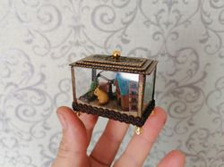terrarium with a hamster. hamster cage. puppet miniature.1:12 scale.