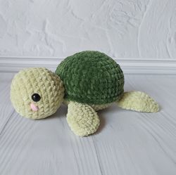 turtle plushie. crochet turtle. green sea turtle