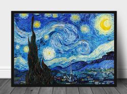 star night van gogh digital download, van gogh printable art, landscape  wall art  famous painting